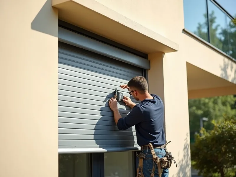 Artisan Fenêtres Genève installant une motorisation solaire de volet roulant