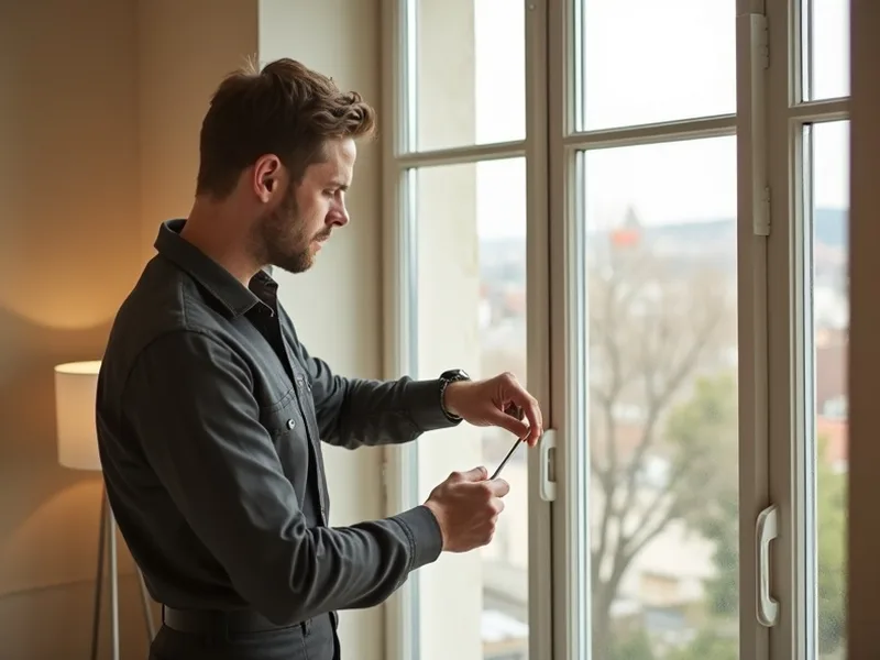 Menuisier Fenêtres Genève réglant une fenêtre